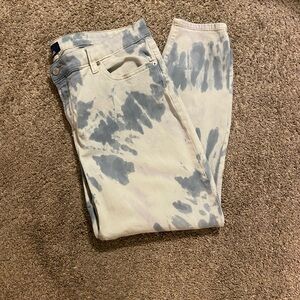 GAP Women's Tie-Dye Skinny Jeans - Light Blue & White